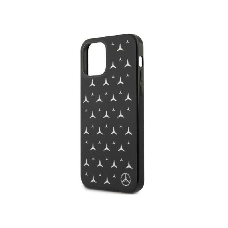 Mercedes Silver Stars Pattern dėklas, skirtas iPhone 12 Pro Max - juodas