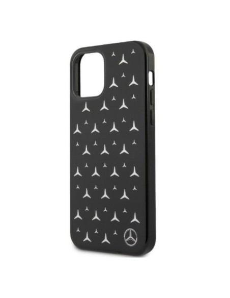 Mercedes Silver Stars Pattern dėklas, skirtas iPhone 12 Pro Max - juodas Mercedes Silver Stars Pattern dėklas, skirtas iPhone 12 Pro Max - juodas