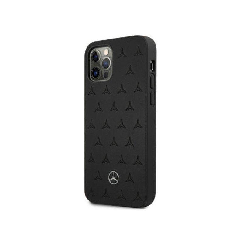 Mercedes Leather Stars Pattern dėklas, skirtas iPhone 12 Pro Max - juodas
