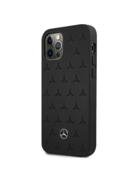 Mercedes Leather Stars Pattern dėklas, skirtas iPhone 12 Pro Max - juodas Mercedes Leather Stars Pattern dėklas, skirtas iPhone 12 Pro Max - juodas
