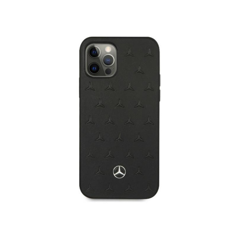 Mercedes Leather Stars Pattern dėklas, skirtas iPhone 12 Pro Max - juodas