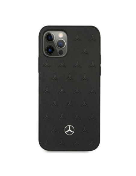 Mercedes Leather Stars Pattern dėklas, skirtas iPhone 12 Pro Max - juodas Mercedes Leather Stars Pattern dėklas, skirtas iPhone 12 Pro Max - juodas
