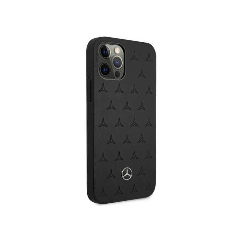 Mercedes Leather Stars Pattern dėklas, skirtas iPhone 12 Pro Max - juodas