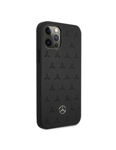 Mercedes Leather Stars Pattern dėklas, skirtas iPhone 12 Pro Max - juodas Mercedes Leather Stars Pattern dėklas, skirtas iPhone 12 Pro Max - juodas