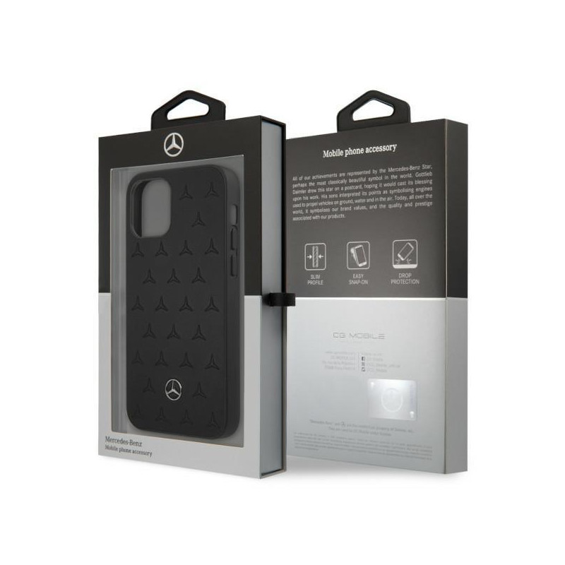 Mercedes Leather Stars Pattern dėklas, skirtas iPhone 12 Pro Max - juodas