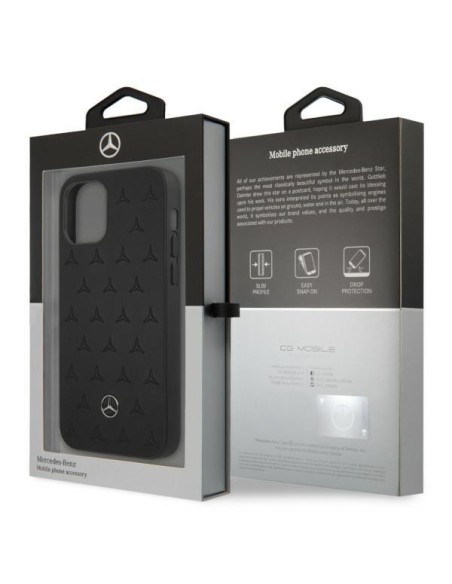 Mercedes Leather Stars Pattern dėklas, skirtas iPhone 12 Pro Max - juodas Mercedes Leather Stars Pattern dėklas, skirtas iPhone 12 Pro Max - juodas
