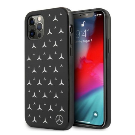 Mercedes Silver Stars Pattern dėklas, skirtas iPhone 12 / iPhone 12 Pro - juodas Mercedes Silver Stars Pattern dėklas, skirtas iPhone 12 / iPhone 12 Pro - juodas