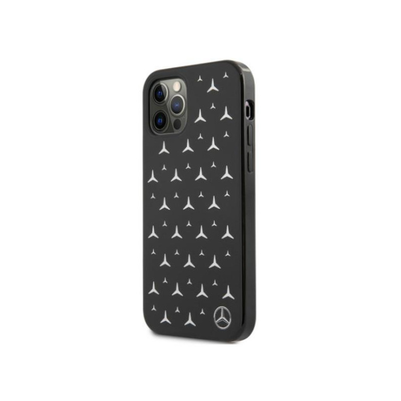 Mercedes Silver Stars Pattern dėklas, skirtas iPhone 12 / iPhone 12 Pro - juodas