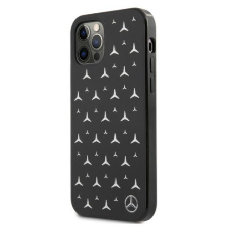 Mercedes Silver Stars Pattern dėklas, skirtas iPhone 12 / iPhone 12 Pro - juodas Mercedes Silver Stars Pattern dėklas, skirtas iPhone 12 / iPhone 12 Pro - juodas