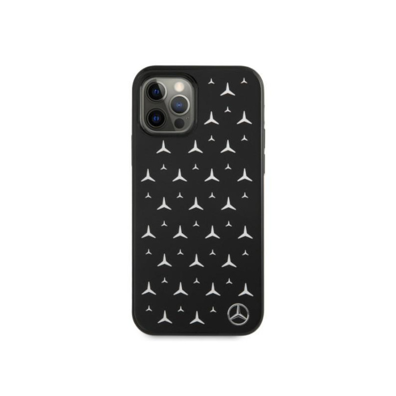 Mercedes Silver Stars Pattern dėklas, skirtas iPhone 12 / iPhone 12 Pro - juodas