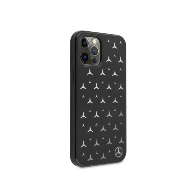 Mercedes Silver Stars Pattern dėklas, skirtas iPhone 12 / iPhone 12 Pro - juodas