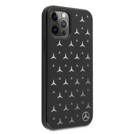 Mercedes Silver Stars Pattern dėklas, skirtas iPhone 12 / iPhone 12 Pro - juodas Mercedes Silver Stars Pattern dėklas, skirtas iPhone 12 / iPhone 12 Pro - juodas