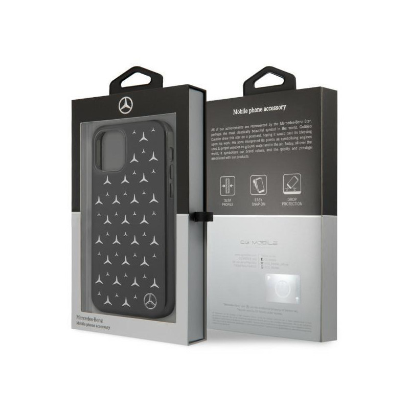 Mercedes Silver Stars Pattern dėklas, skirtas iPhone 12 / iPhone 12 Pro - juodas