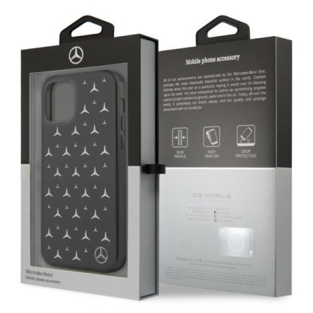 Mercedes Silver Stars Pattern dėklas, skirtas iPhone 12 / iPhone 12 Pro - juodas Mercedes Silver Stars Pattern dėklas, skirtas iPhone 12 / iPhone 12 Pro - juodas