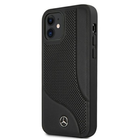Mercedes Leather Perforated Area dėklas iPhone 12 mini - juodas Mercedes Leather Perforated Area dėklas iPhone 12 mini - juodas