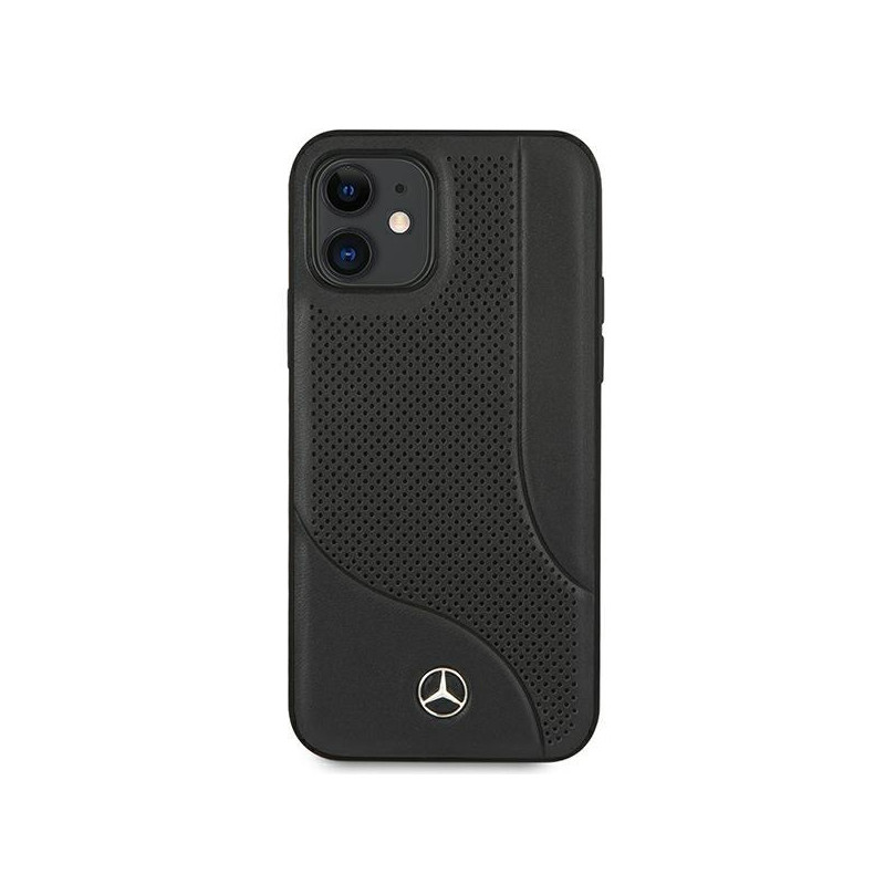 Mercedes Leather Perforated Area dėklas iPhone 12 mini - juodas
