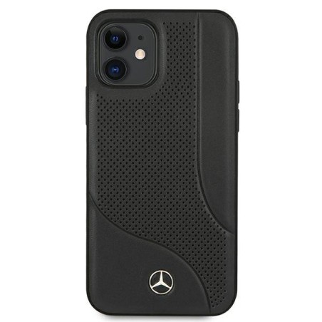 Mercedes Leather Perforated Area dėklas iPhone 12 mini - juodas Mercedes Leather Perforated Area dėklas iPhone 12 mini - juodas
