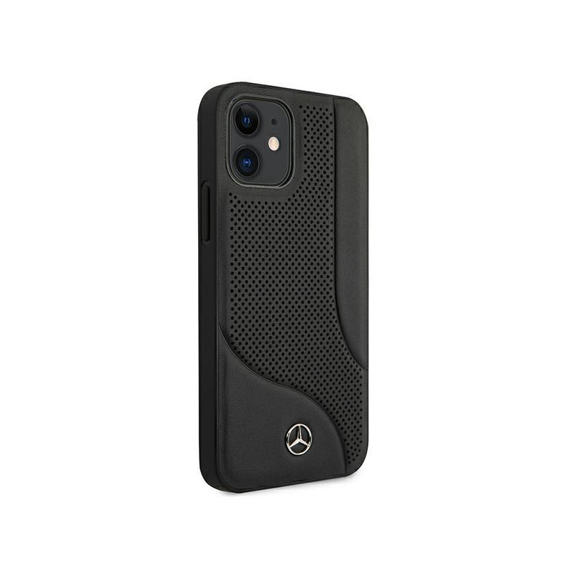 Mercedes Leather Perforated Area dėklas iPhone 12 mini - juodas
