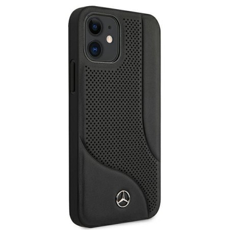 Mercedes Leather Perforated Area dėklas iPhone 12 mini - juodas Mercedes Leather Perforated Area dėklas iPhone 12 mini - juodas