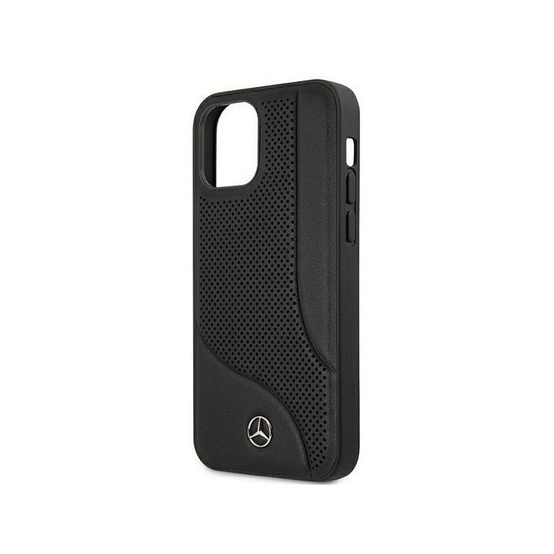 Mercedes Leather Perforated Area dėklas iPhone 12 mini - juodas