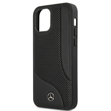 Mercedes Leather Perforated Area dėklas iPhone 12 mini - juodas Mercedes Leather Perforated Area dėklas iPhone 12 mini - juodas