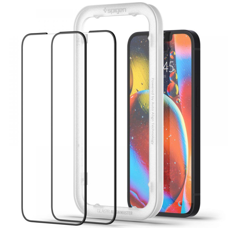 Spigen ALM Glass FC grūdintas stiklas iPhone 13 / 13 Pro / 14 - juodas 2 vnt.