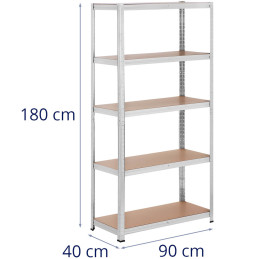 Metalinė laikymo lentyna 5 lentynos 875 kg 90 x 40 x 180 cm pilka