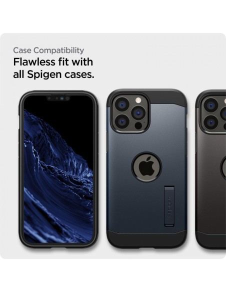 Spigen ALM Glass FC grūdintas stiklas skirtas iPhone 13 Pro Max / 14 Plus - juodas 2 vnt. Spigen ALM Glass FC grūdintas stiklas skirtas iPhone 13 Pro Max / 14 Plus - juodas 2 vnt.
