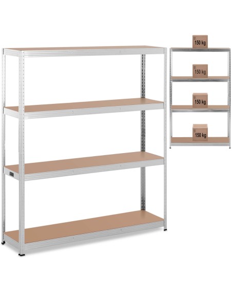 Metalinė laikymo lentyna 4 lentynos 600 kg 160 x 40 x 180 cm pilka