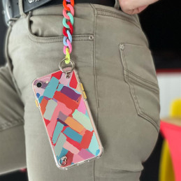 Spalvotas grandinės dėklas Gelinis lankstus dėklas su grandinės žavesiu, skirtas iPhone 12 Pro Multicolor