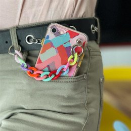 Spalvotas grandinės dėklas Gelinis lankstus dėklas su grandinės pakabuku, skirtas iPhone 12 Pro Multicolor