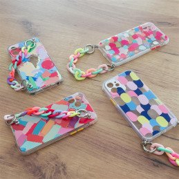 Spalvotas grandinės dėklas Gelinis lankstus dėklas su grandinės pakabuku, skirtas iPhone 12 Pro Multicolor