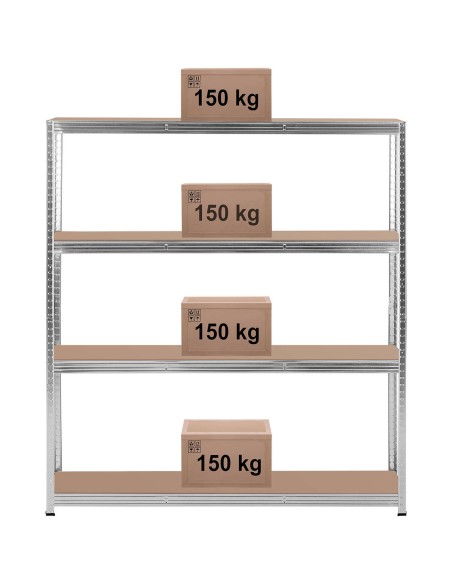 Metalinė laikymo lentyna 4 lentynos 600 kg 160 x 40 x 180 cm pilka