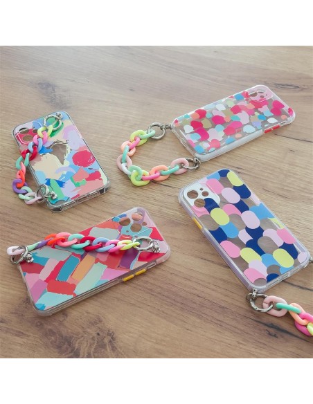 Spalvotas grandinės dėklas Gel Lankstus dėklas su grandinės pakabuku, skirtas iPhone XS / iPhone X Multicolor