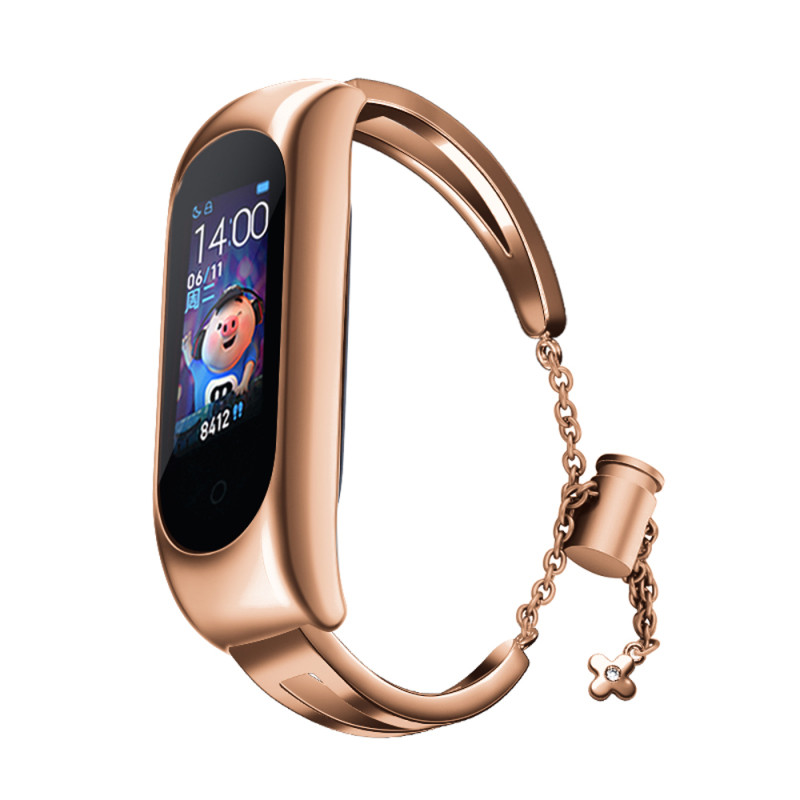 Keičiamas metalinės juostos apyrankės grandinės dirželis, skirtas Xiaomi Mi Band 6/ 5/ 4/ 3 Rose Gold