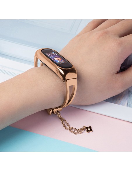 Keičiamas metalinės juostos apyrankės grandinės dirželis, skirtas Xiaomi Mi Band 6/ 5/ 4/ 3 Rose Gold Keičiamas metalinės juostos apyrankės grandinės dirželis, skirtas Xiaomi Mi Band 6/ 5/ 4/ 3 Rose Gold