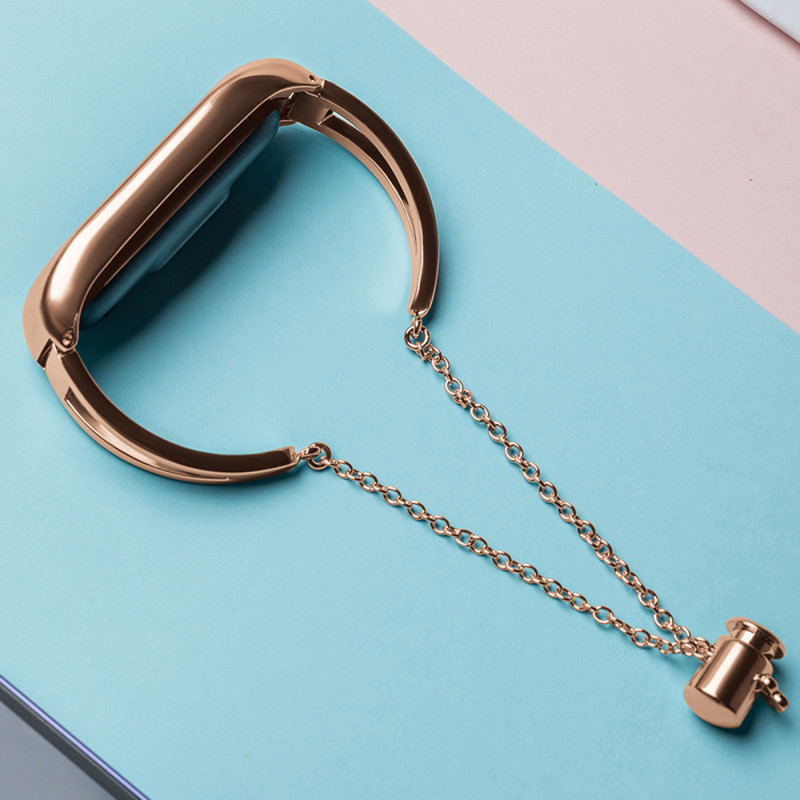 Keičiamas metalinės juostos apyrankės grandinės dirželis, skirtas Xiaomi Mi Band 6/ 5/ 4/ 3 Rose Gold