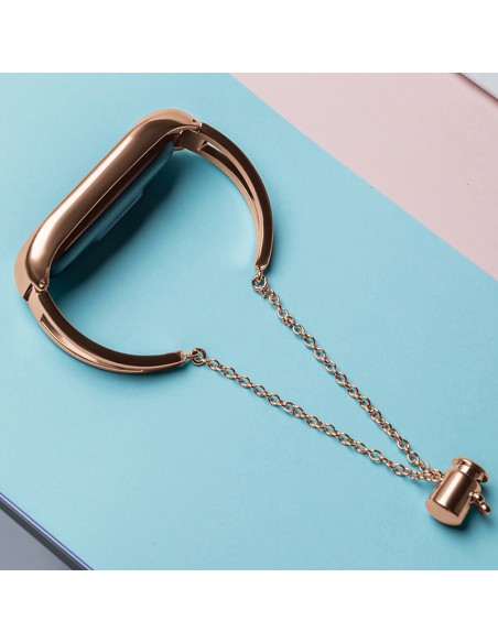Keičiamas metalinės juostos apyrankės grandinės dirželis, skirtas Xiaomi Mi Band 6/ 5/ 4/ 3 Rose Gold Keičiamas metalinės juostos apyrankės grandinės dirželis, skirtas Xiaomi Mi Band 6/ 5/ 4/ 3 Rose Gold