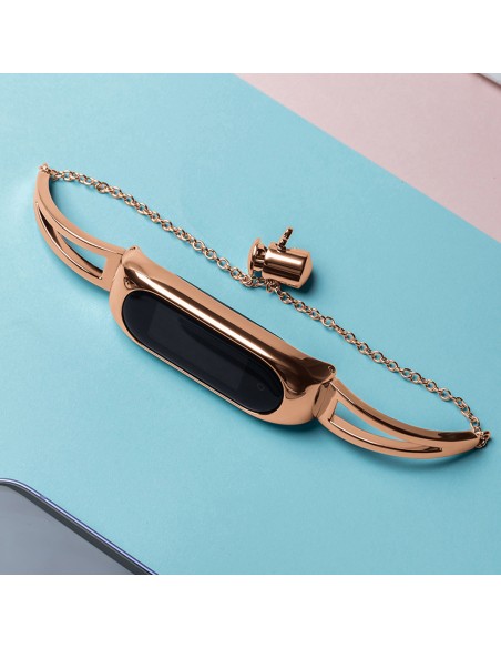 Keičiamas metalinės juostos apyrankės grandinės dirželis, skirtas Xiaomi Mi Band 6/ 5/ 4/ 3 Rose Gold Keičiamas metalinės juostos apyrankės grandinės dirželis, skirtas Xiaomi Mi Band 6/ 5/ 4/ 3 Rose Gold