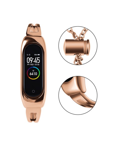 Keičiamas metalinės juostos apyrankės grandinės dirželis, skirtas Xiaomi Mi Band 6/ 5/ 4/ 3 Rose Gold Keičiamas metalinės juostos apyrankės grandinės dirželis, skirtas Xiaomi Mi Band 6/ 5/ 4/ 3 Rose Gold