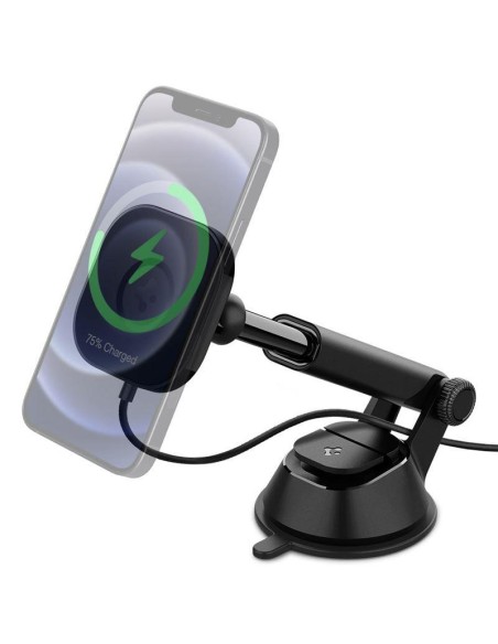 Spigen ITS12W magnetinis laikiklis su 7,5W MagSafe įkrovikliu automobilio prietaisų skydeliui - juodas Spigen ITS12W magnetinis laikiklis su 7,5W MagSafe įkrovikliu automobilio prietaisų skydeliui - juodas