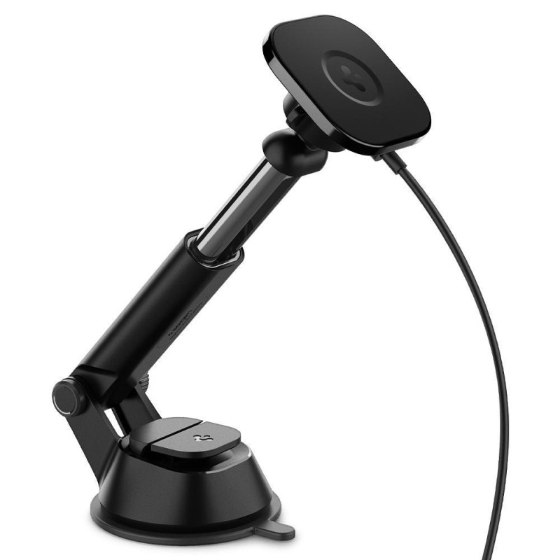 Spigen ITS12W magnetinis laikiklis su 7,5W MagSafe įkrovikliu automobilio prietaisų skydeliui - juodas