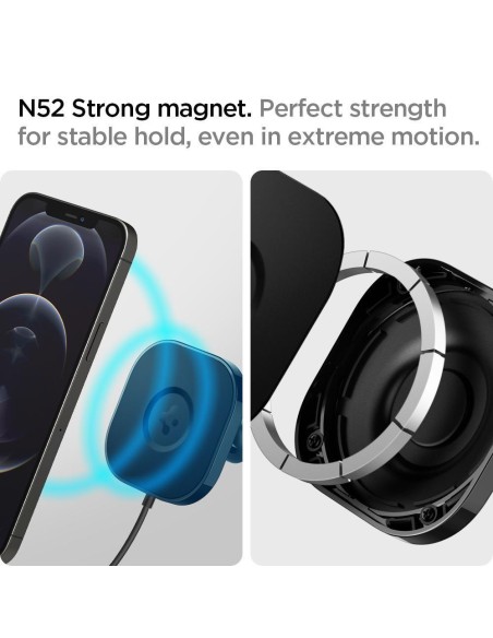 Spigen ITS12W magnetinis laikiklis su 7,5W MagSafe įkrovikliu automobilio prietaisų skydeliui - juodas Spigen ITS12W magnetinis laikiklis su 7,5W MagSafe įkrovikliu automobilio prietaisų skydeliui - juodas