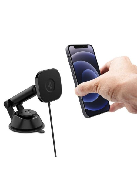 Spigen ITS12W magnetinis laikiklis su 7,5W MagSafe įkrovikliu automobilio prietaisų skydeliui - juodas Spigen ITS12W magnetinis laikiklis su 7,5W MagSafe įkrovikliu automobilio prietaisų skydeliui - juodas