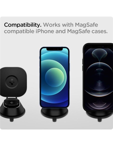 Spigen ITS12W magnetinis laikiklis su 7,5W MagSafe įkrovikliu automobilio prietaisų skydeliui - juodas Spigen ITS12W magnetinis laikiklis su 7,5W MagSafe įkrovikliu automobilio prietaisų skydeliui - juodas
