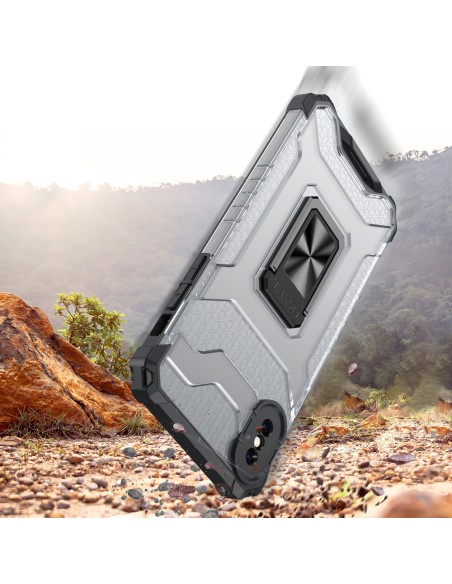 Crystal Ring Case šarvuotas hibridinis korpuso dangtelis + magnetinis laikiklis iPhone XS Max raudonas