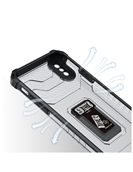 Crystal Ring Case šarvuotas hibridinis korpuso dangtelis + magnetinis laikiklis iPhone XS Max raudonas