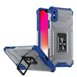 Crystal Ring Case šarvuotas hibridinis korpuso dangtelis + magnetinis laikiklis iPhone XS Max mėlynas