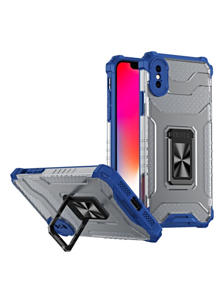 Crystal Ring Case šarvuotas hibridinis korpuso dangtelis + magnetinis laikiklis iPhone XS Max mėlynas Crystal Ring Case šarvuotas hibridinis korpuso dangtelis + magnetinis laikiklis iPhone XS Max mėlynas