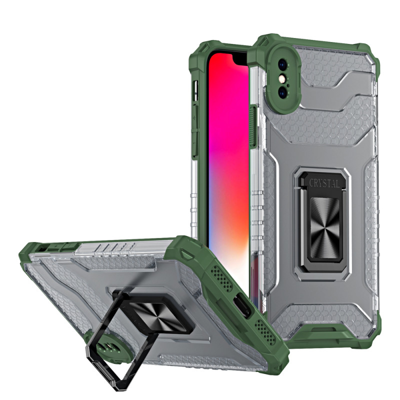 Crystal Ring Case šarvuotas hibridinis korpuso dangtelis + magnetinis laikiklis iPhone XS Max žalias Crystal Ring Case šarvuotas hibridinis korpuso dangtelis + magnetinis laikiklis iPhone XS Max žalias